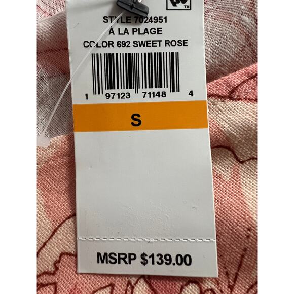 CECE WOMENS SIZE SMALL FLORAL PUFF SLEEVE BELTED LINEN BLEND MAXI DRESS PINK NEW - Picture 11 of 13